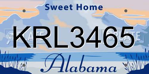 KRL3465 Alabama License Plate