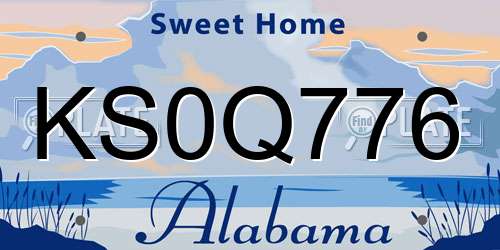 KS0Q776 Alabama License Plate