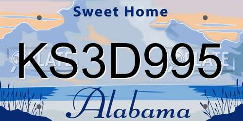 KS3D995 Alabama License Plate