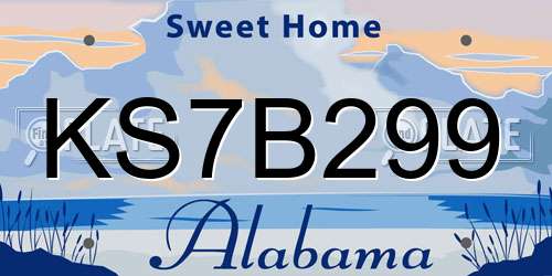 KS7B299 Alabama License Plate
