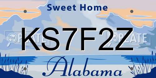 KS7F2Z Alabama License Plate