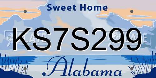 KS7S299 Alabama License Plate
