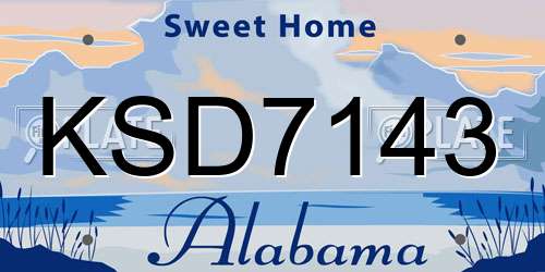 KSD7143 Alabama License Plate