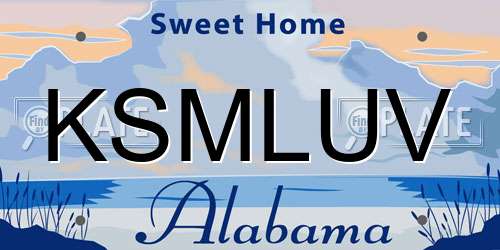 KSMLUV Alabama License Plate