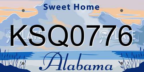 KSQ0776 Alabama License Plate