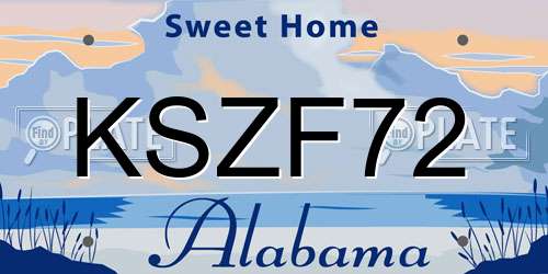 KSZF72 Alabama License Plate