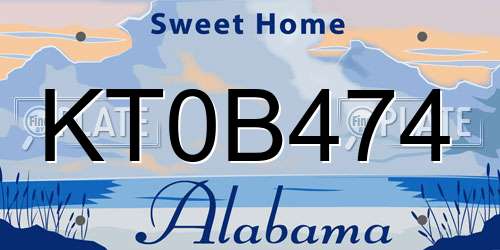 KT0B474 Alabama License Plate
