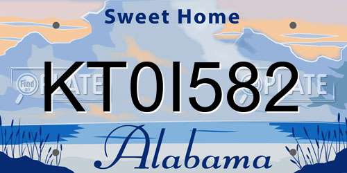 KT0I582 Alabama License Plate