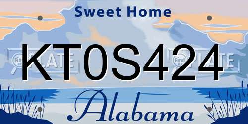 KT0S424 Alabama License Plate
