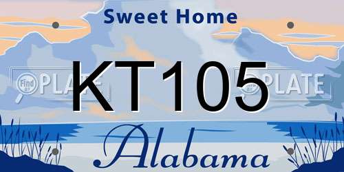 KT105 Alabama License Plate