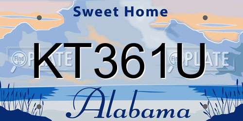 KT361U Alabama License Plate
