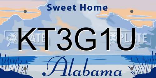 KT3G1U Alabama License Plate