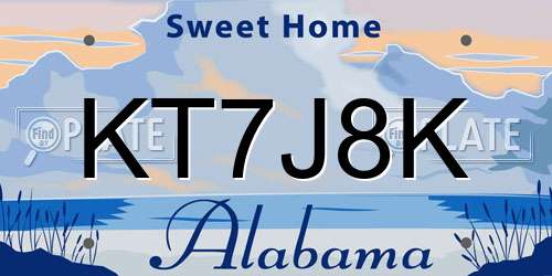 KT7J8K Alabama License Plate