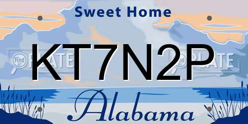 KT7N2P Alabama License Plate