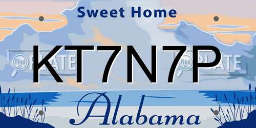 KT7N7P Alabama License Plate