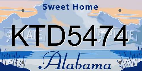 KTD5474 Alabama License Plate