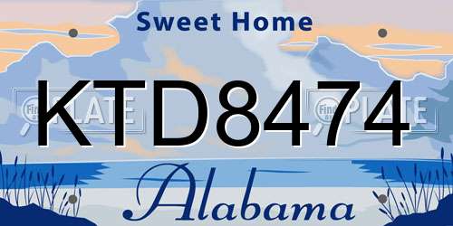 KTD8474 Alabama License Plate