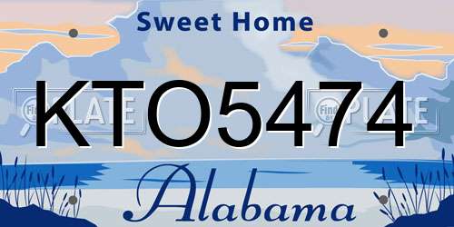KTO5474 Alabama License Plate