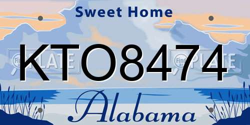 KTO8474 Alabama License Plate