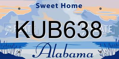 KUB638 Alabama License Plate