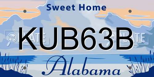 KUB63B Alabama License Plate