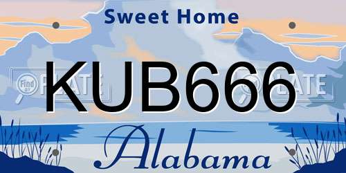 KUB666 Alabama License Plate