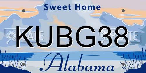 KUBG38 Alabama License Plate