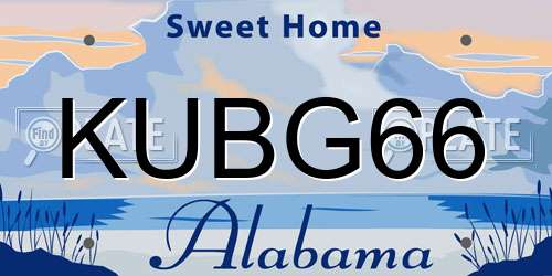 KUBG66 Alabama License Plate