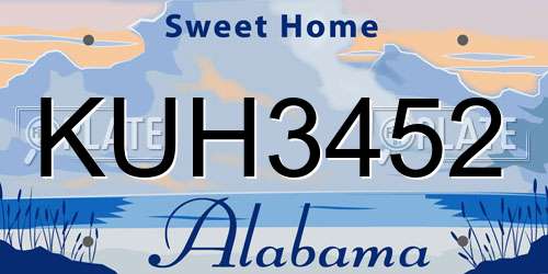 KUH3452 Alabama License Plate