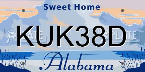 KUK38D Alabama License Plate