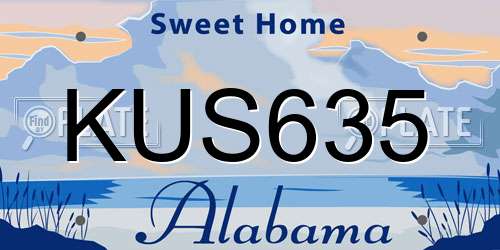KUS635 Alabama License Plate