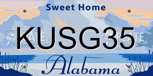 KUSG35 Alabama License Plate