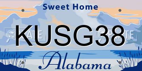 KUSG38 Alabama License Plate