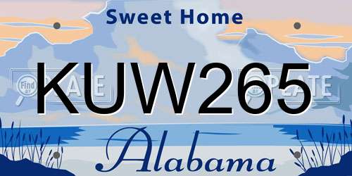 KUW265 Alabama License Plate