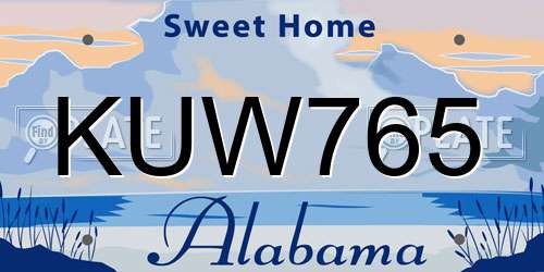KUW765 Alabama License Plate