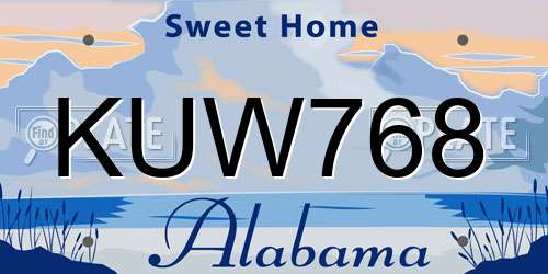 KUW768 Alabama License Plate