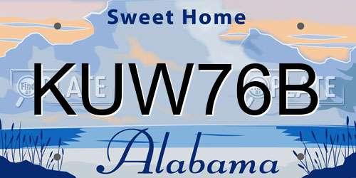 KUW76B Alabama License Plate