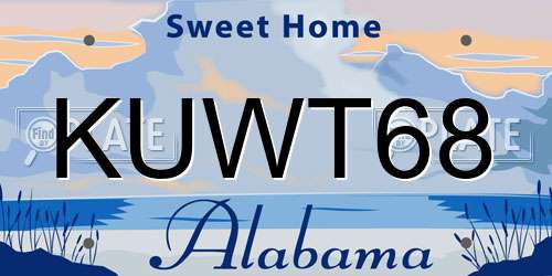 KUWT68 Alabama License Plate