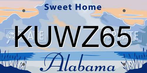 KUWZ65 Alabama License Plate