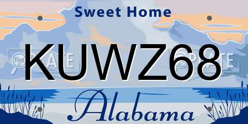 KUWZ68 Alabama License Plate