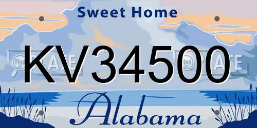 KV34500 Alabama License Plate