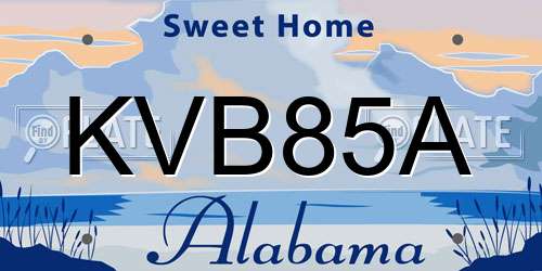 KVB85A Alabama License Plate