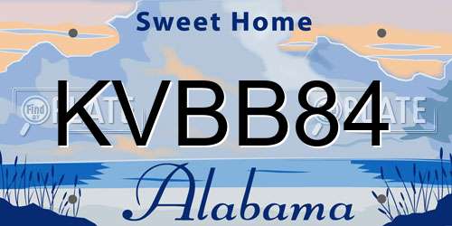 KVBB84 Alabama License Plate