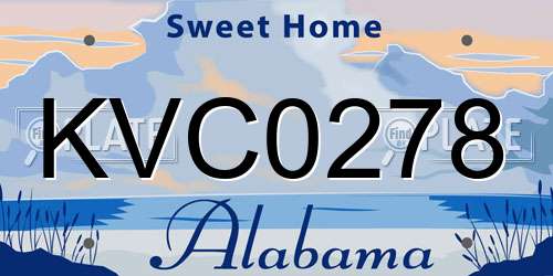 KVC0278 Alabama License Plate