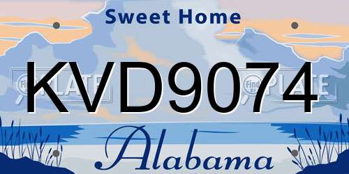 KVD9074 Alabama License Plate