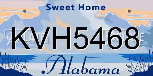 KVH5468 Alabama License Plate