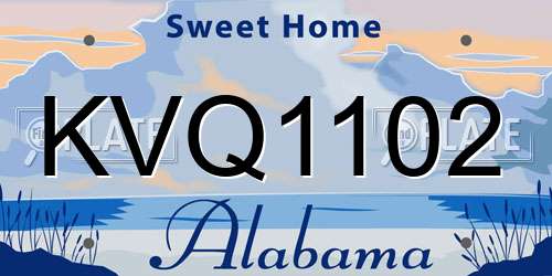 KVQ1102 Alabama License Plate