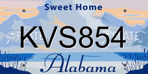 KVS854 Alabama License Plate