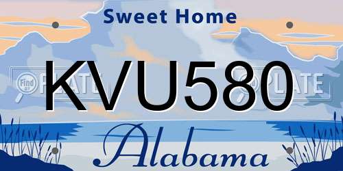 KVU580 Alabama License Plate