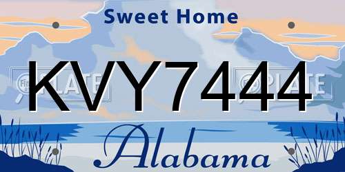 KVY7444 Alabama License Plate